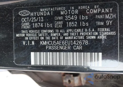 2014 Hyundai Accent Se from USA, damaged, VIN KMHCU5AE6EU142678